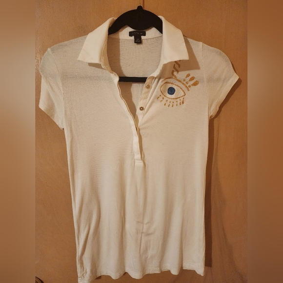 Ann Taylor Tops - Ann Taylor t shirt with hand painting evil eye added